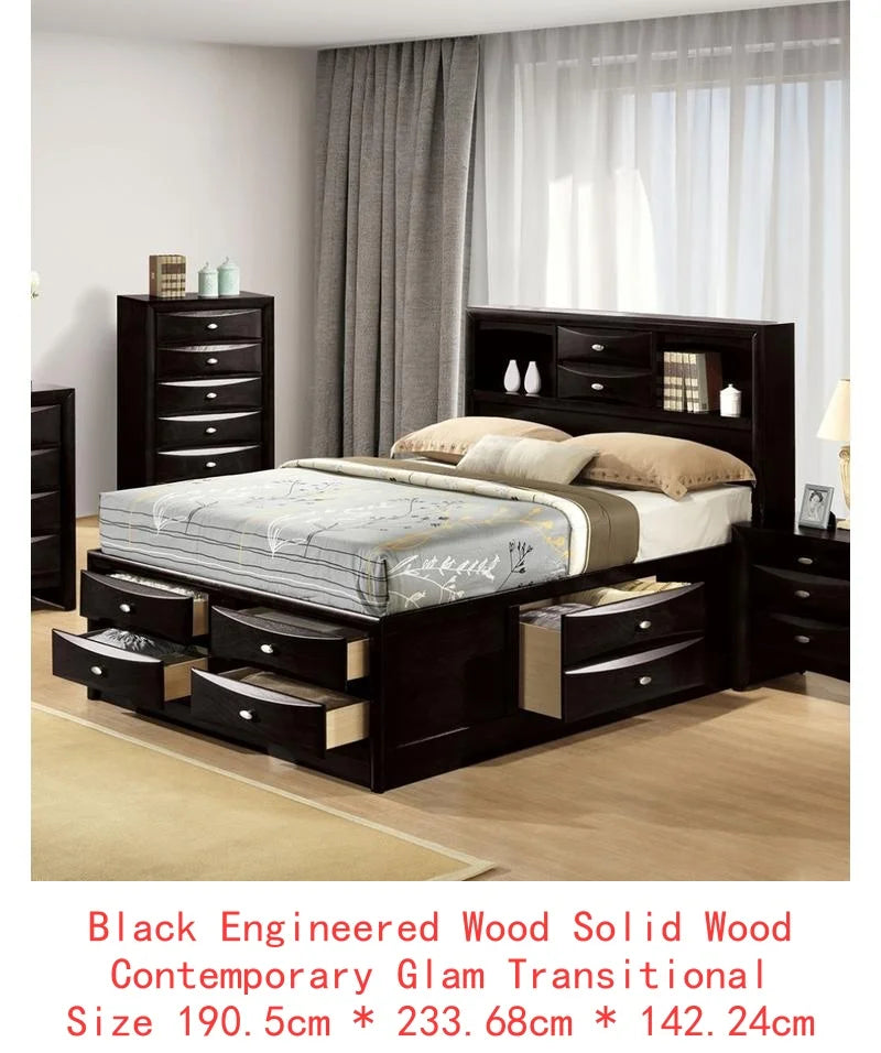 Contemporary Queen Bed with 2 Nightstands and Bookcase Headboard