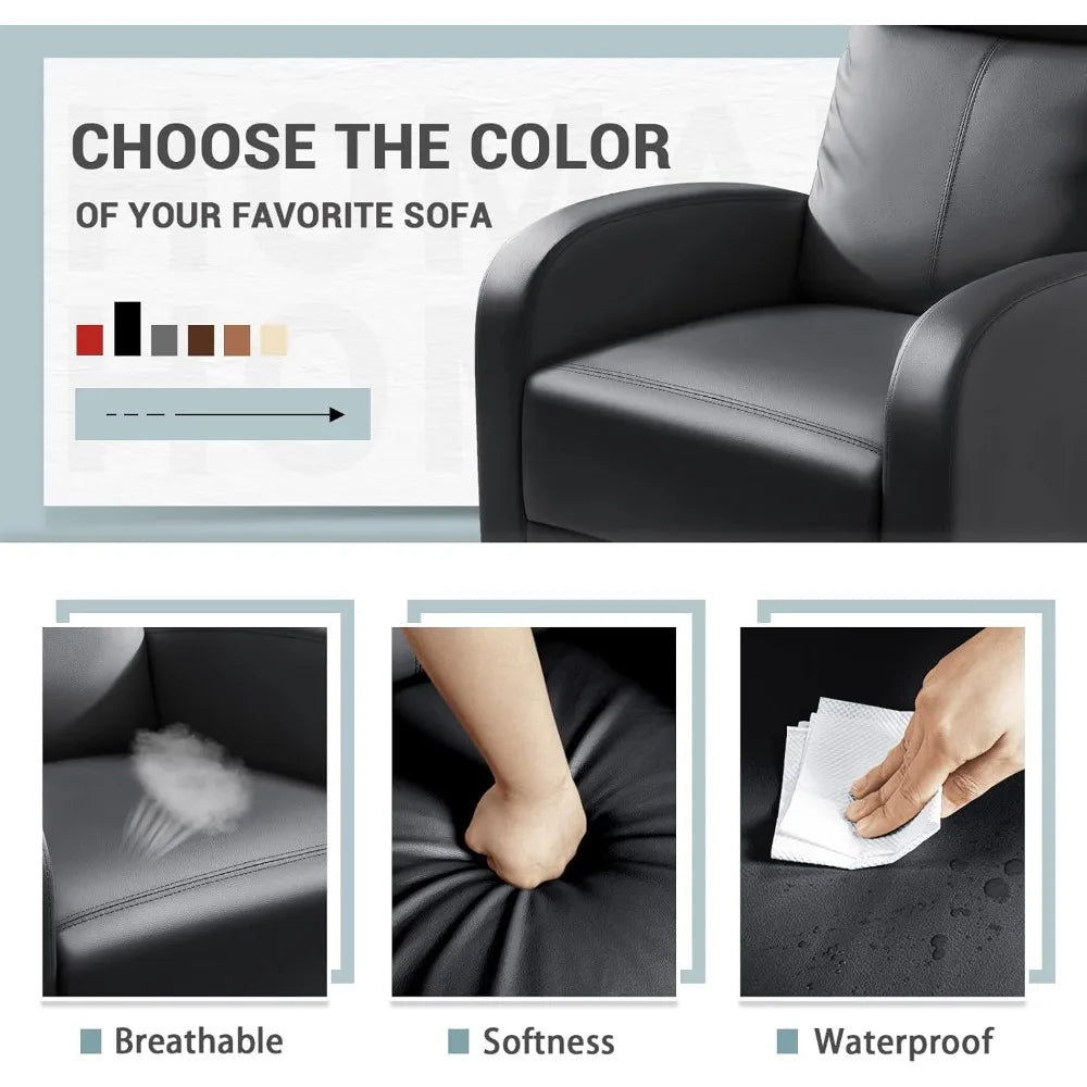 Modern Recliner Chair Padded Seat PU Leather for Living Room