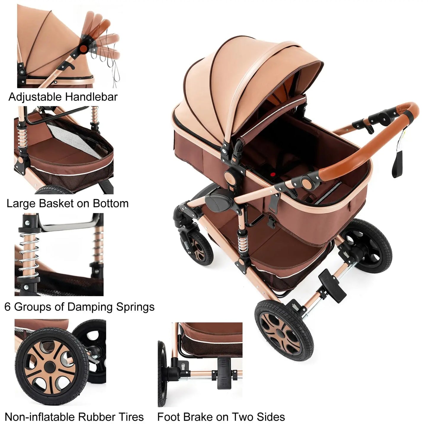 Baby Stroller Combo Car Seat -  with Carry Cot Foldable Reversible Pram