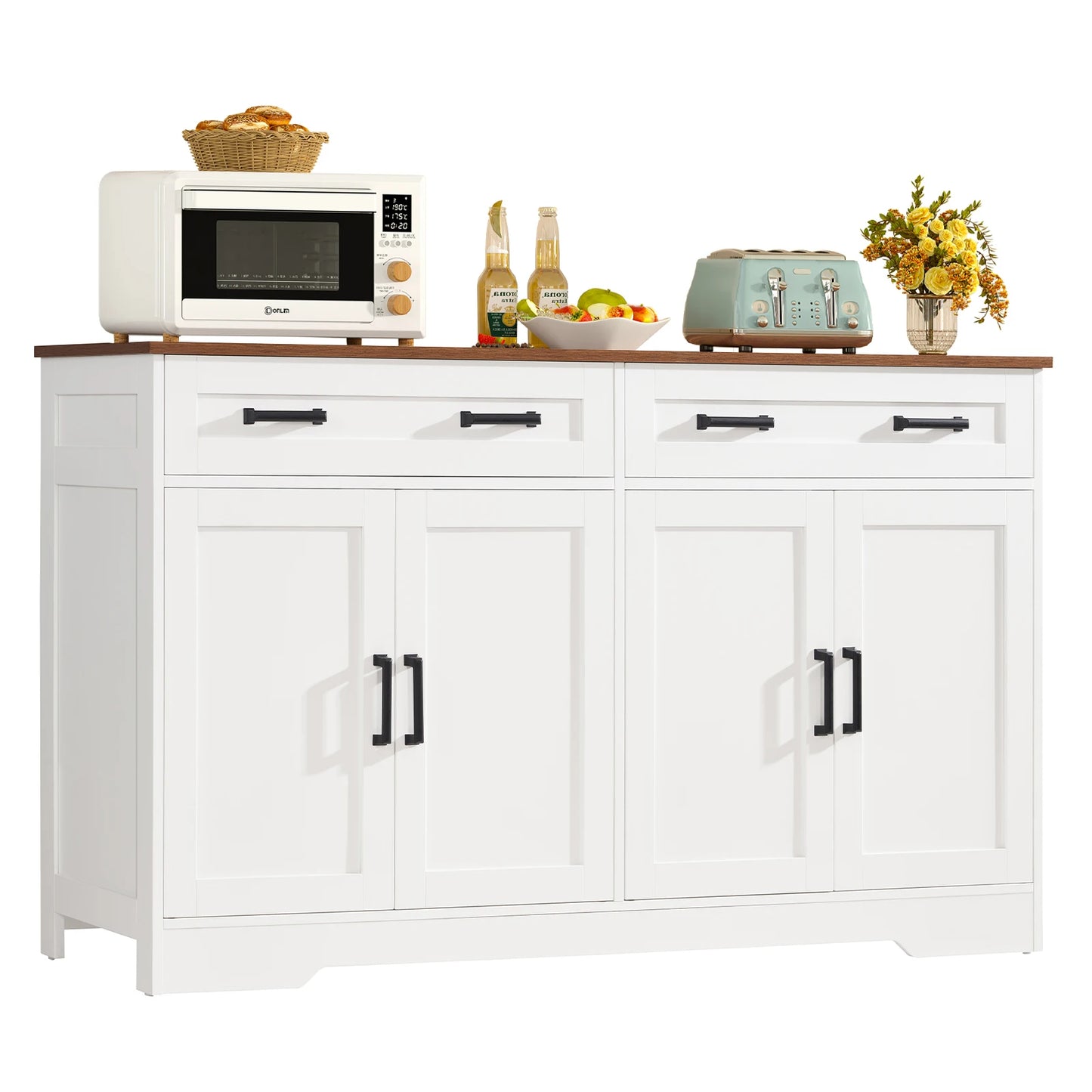 Buffet Cabinet with 2 Drawers, and 2 Adjustable Shelves with 4 Doors