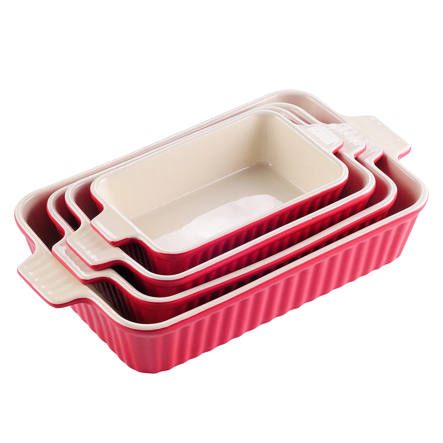 4-Piece Table Baking Dish Plate Set with Ceramic Handle