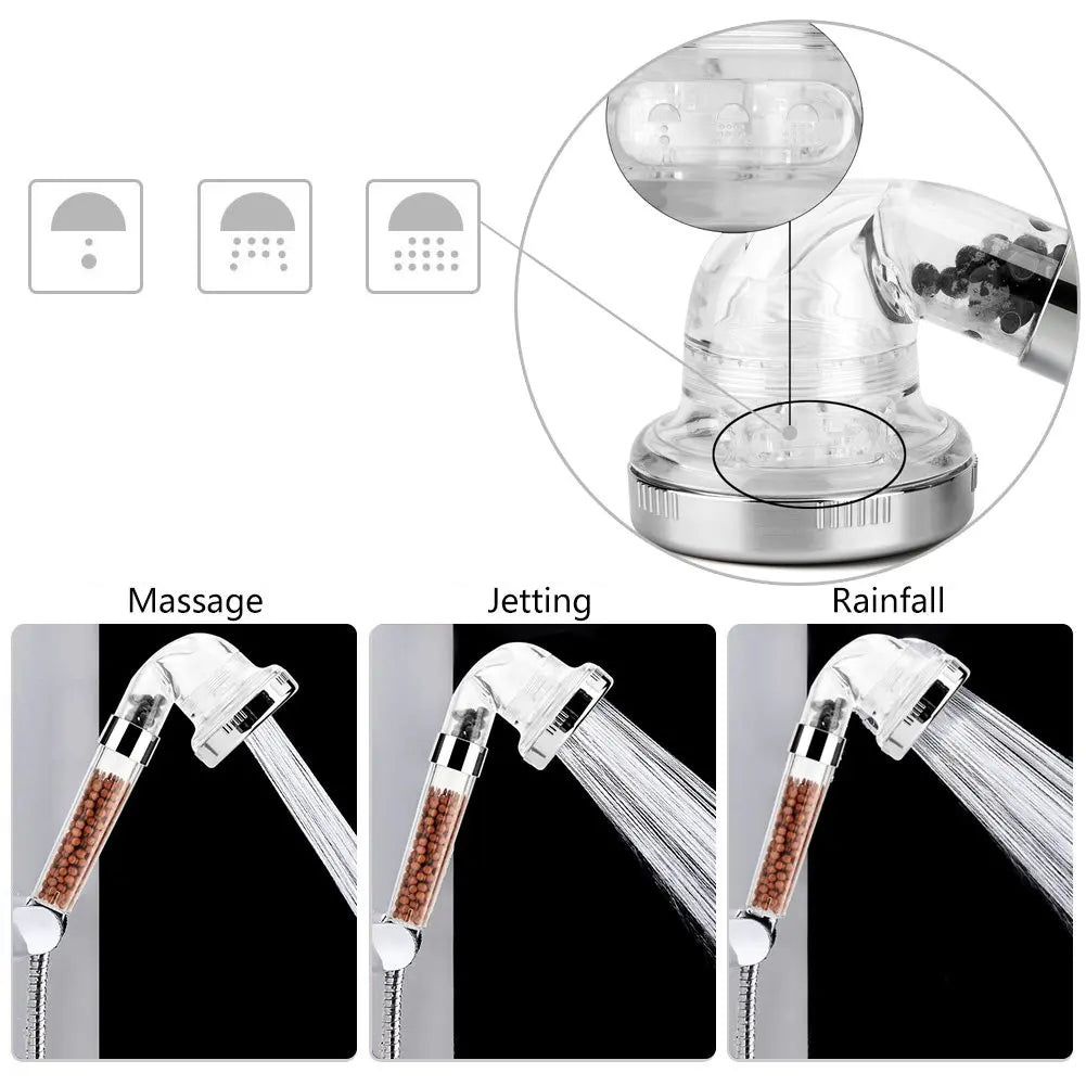 Bathroom 3 Modes Adjustable High Pressure Shower Head