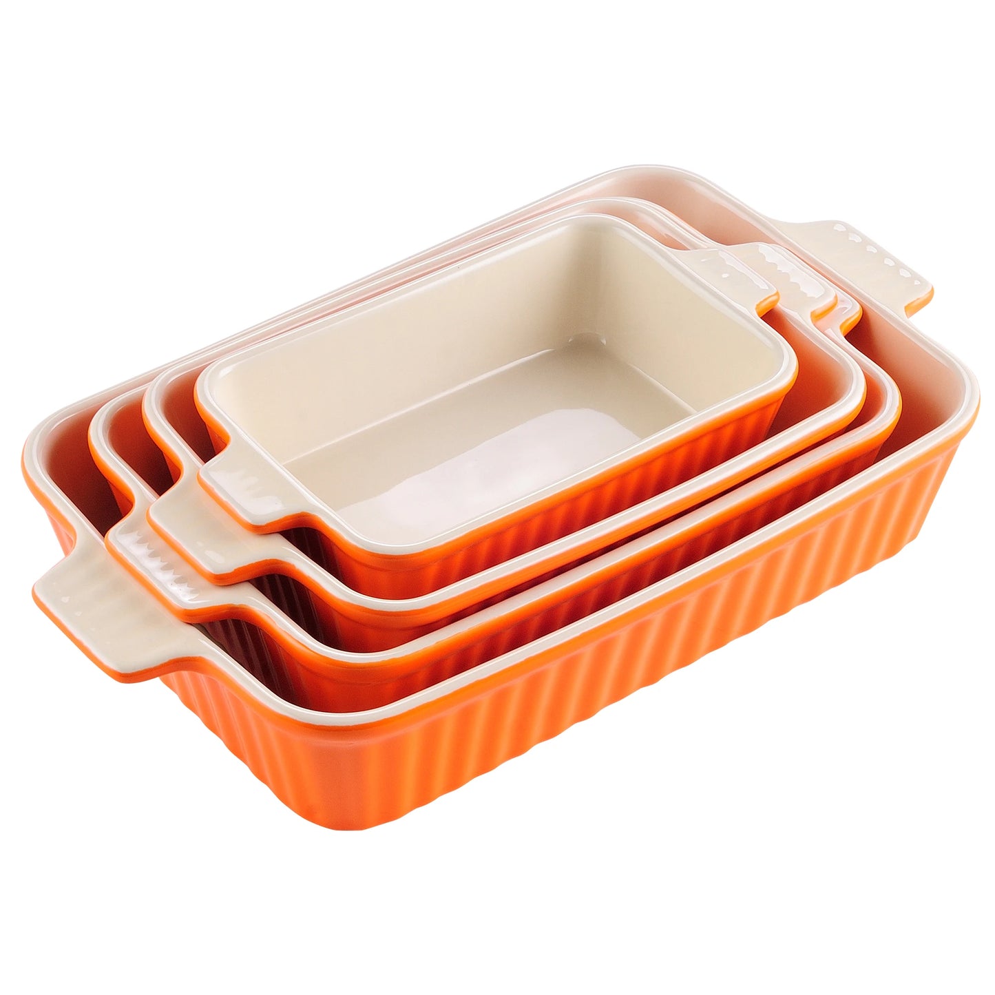 4-Piece Table Baking Dish Plate Set with Ceramic Handle