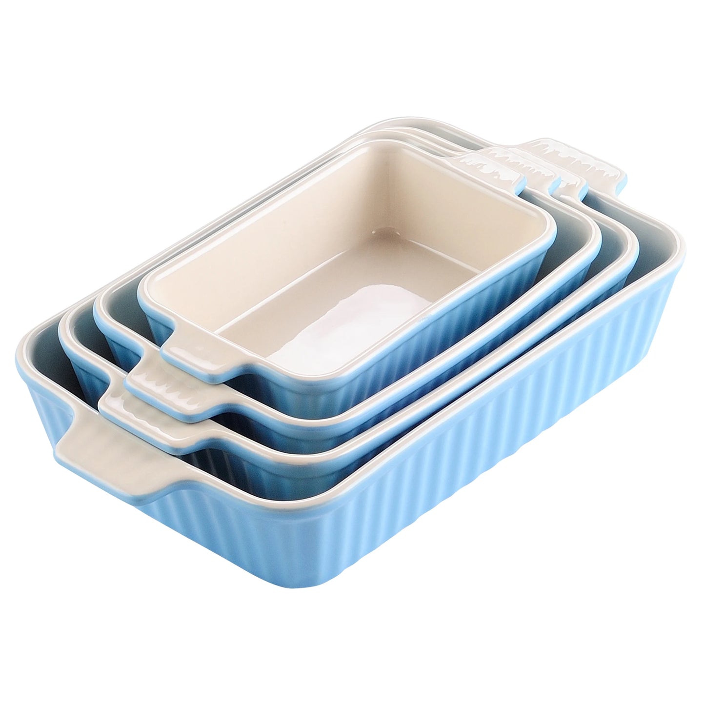 4-Piece Table Baking Dish Plate Set with Ceramic Handle