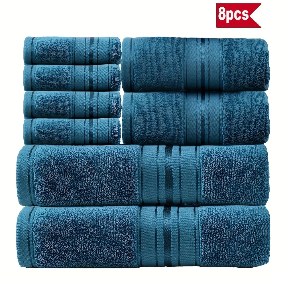 8 Piece Luxury Towel Set –  Plush, Super Absorbent   100%  Cotton