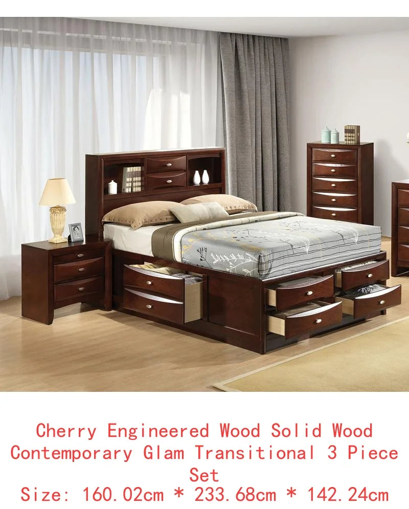 Contemporary Queen Bed with 2 Nightstands and Bookcase Headboard