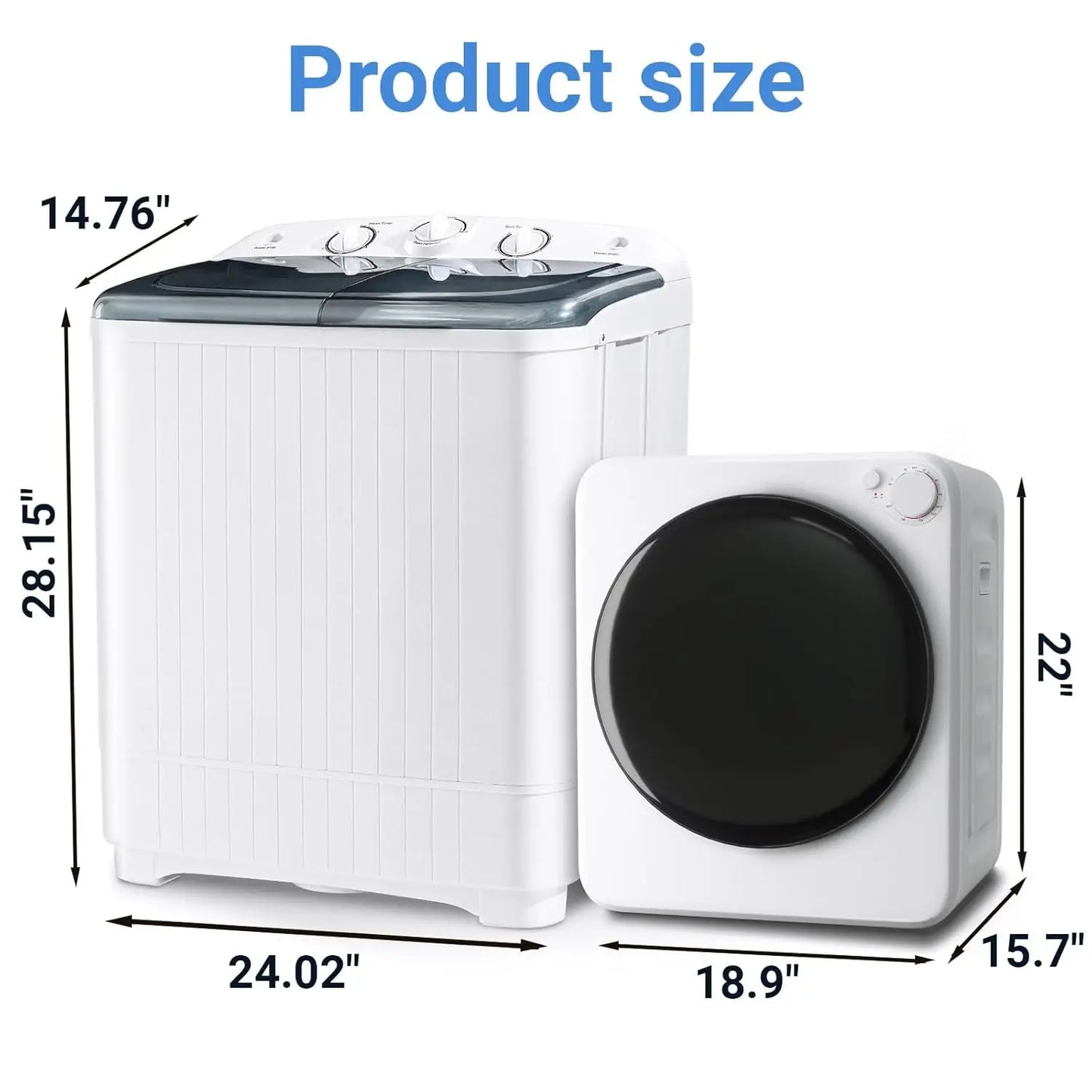 Portable Washer and Dryer Combo Set, 5 Drying Modes, 22 lbs