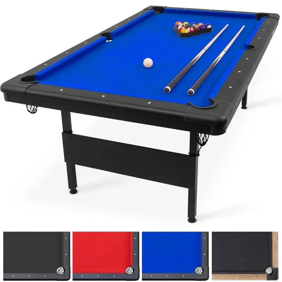 Portable Pool Table Includes Full Set of Balls, 2 Cue Sticks