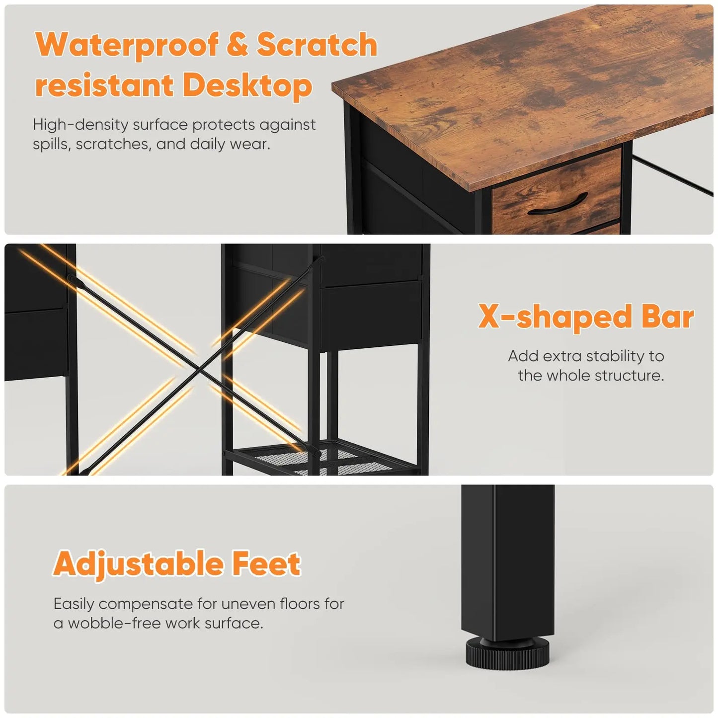 Computer Desk with 4 Drawers Home Office Table with Mesh Shelf