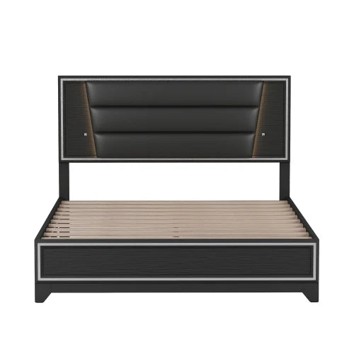 3-Pieces Bedroom Sets Queen Size  Bed with LED Lights, Nightstands and Dresser