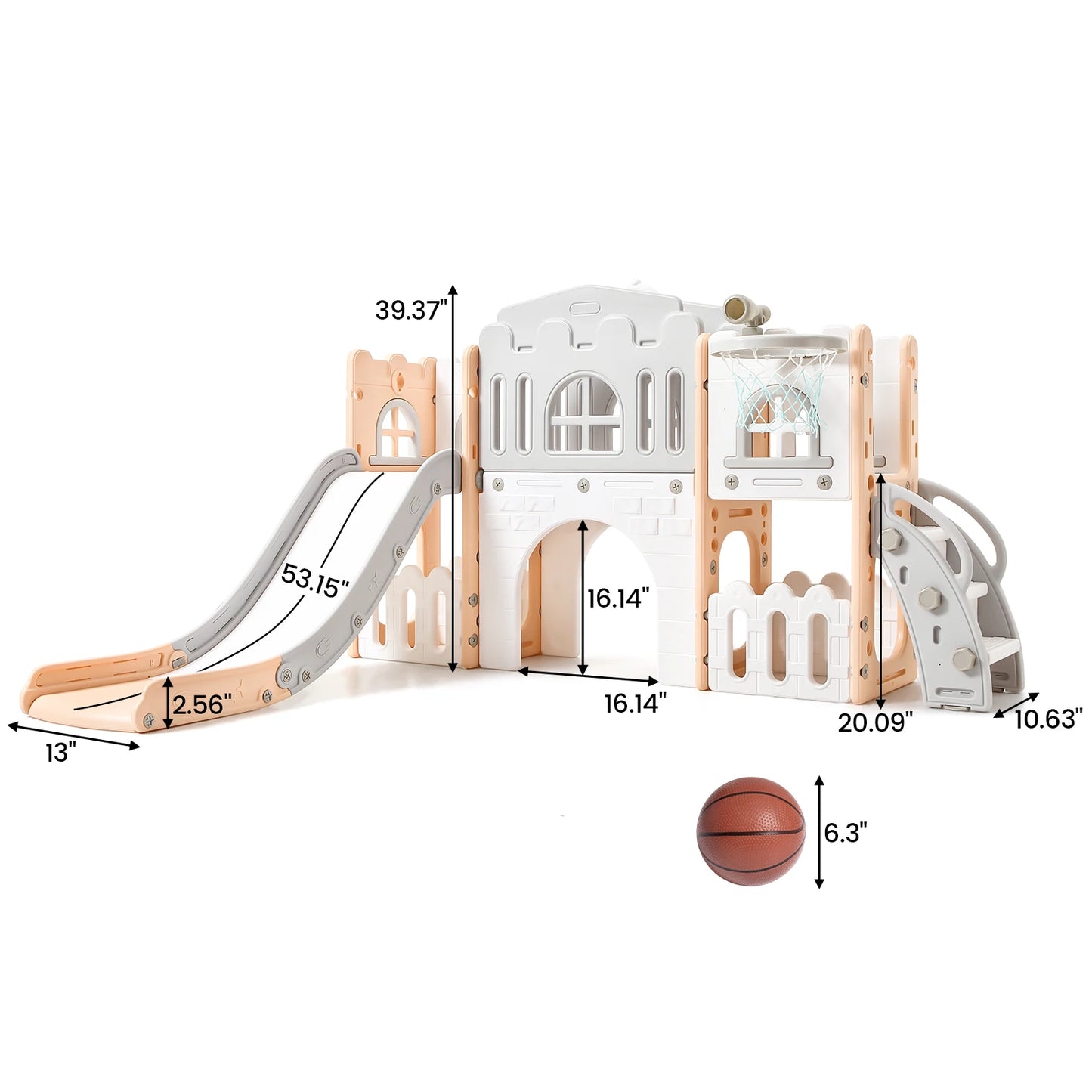 8 in 1 Toddler Slide Indoor Playground  with Basketball Hoop