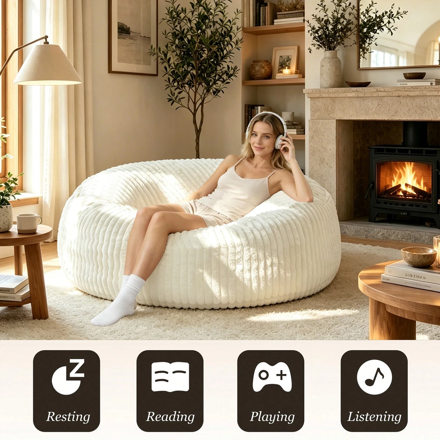 Giant Foam Bean Bag Chair,  Soft Memory Foam  with Removable Cover
