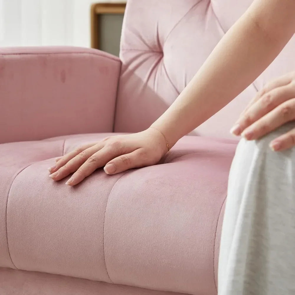 Mid-Century Loveseat Sofa Set w/ 2 USB & 2 Cupholders