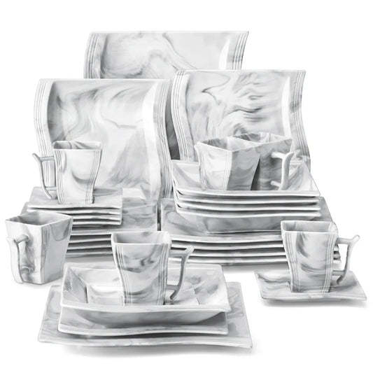 Marble Porcelain Dinnerware Set 30 Piece Tableware