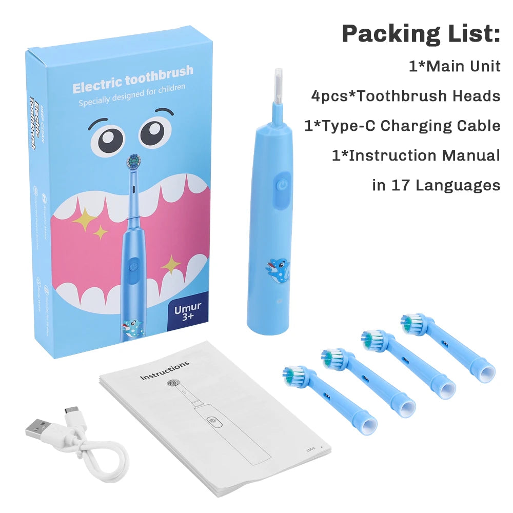 Electric Toothbrush, Rechargeable Rotary Toothbrush with 4 Heads