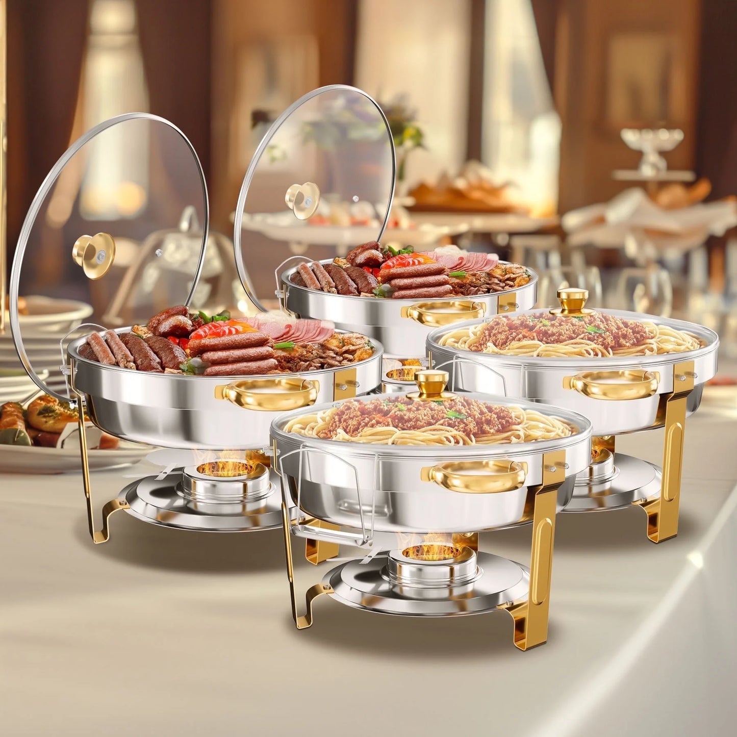 2/4/6 Pack Stainless Steel Chafing Dish Buffet  Warmer w/Glass Lid