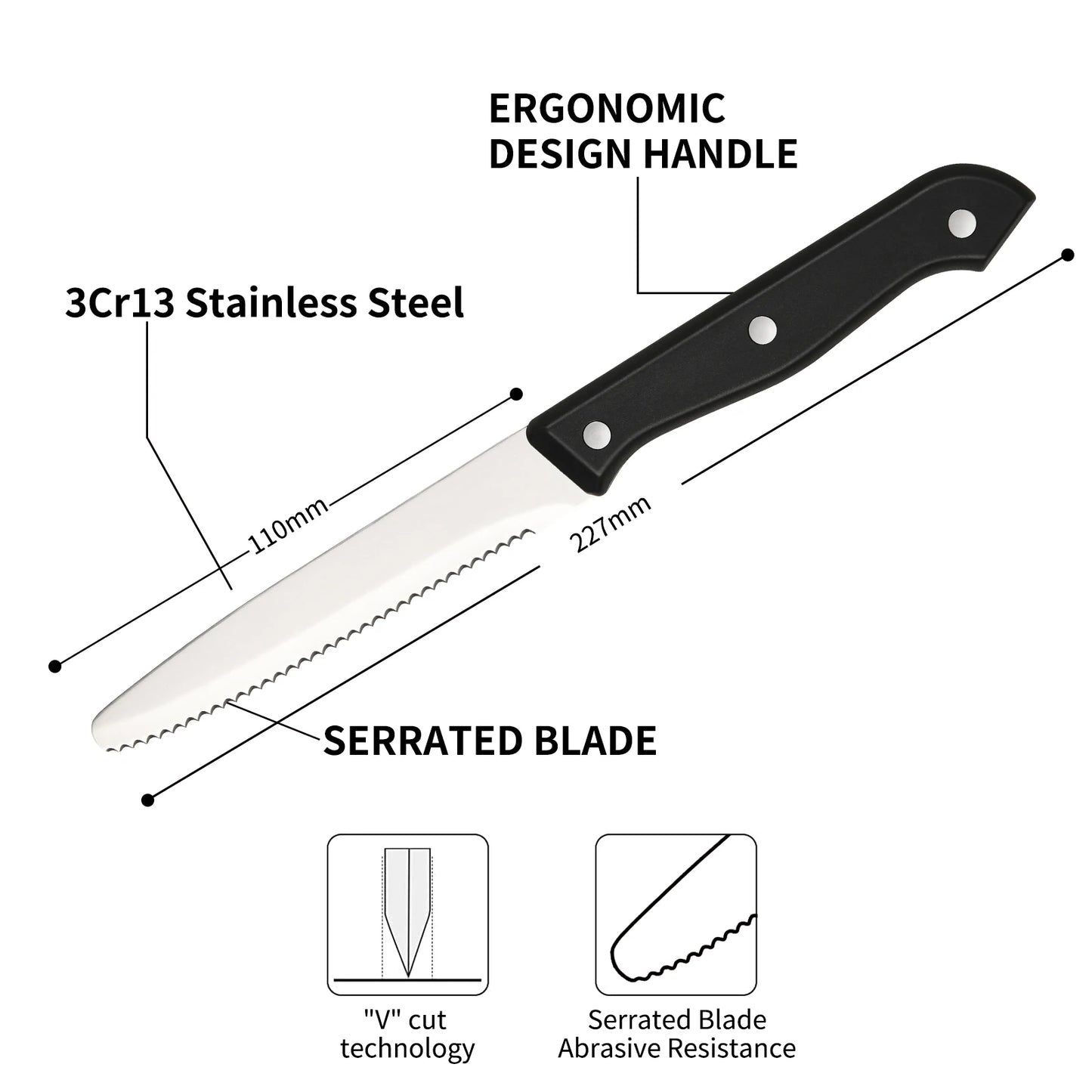 12 Pieces 4.5 Inch Steak Knives Set,  Dishwasher Safe