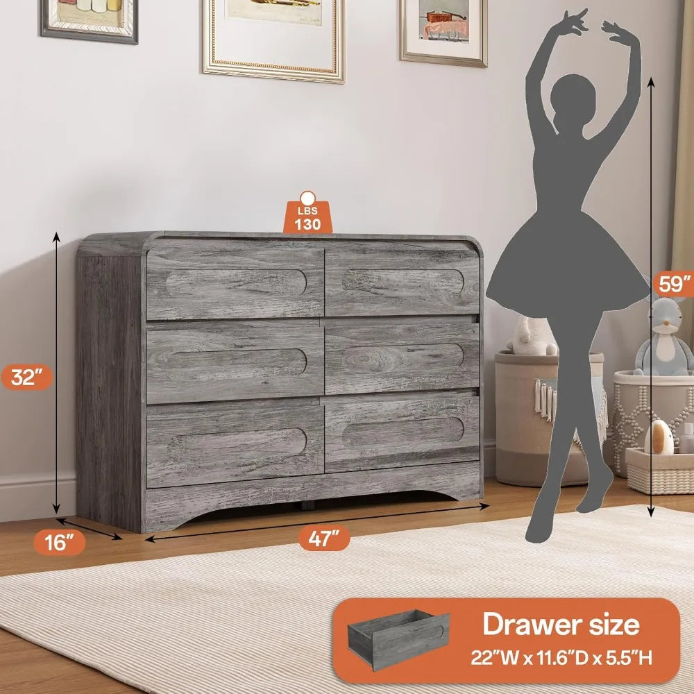 3 Pcs Bedroom Set Dresser Nightstand Wood 6 Drawer Chest