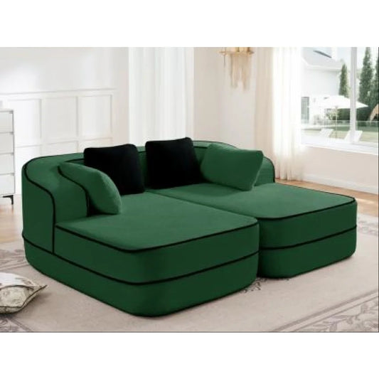 Fabric Boneless Sofa Couch with Double Chaises Sleeper Sofa