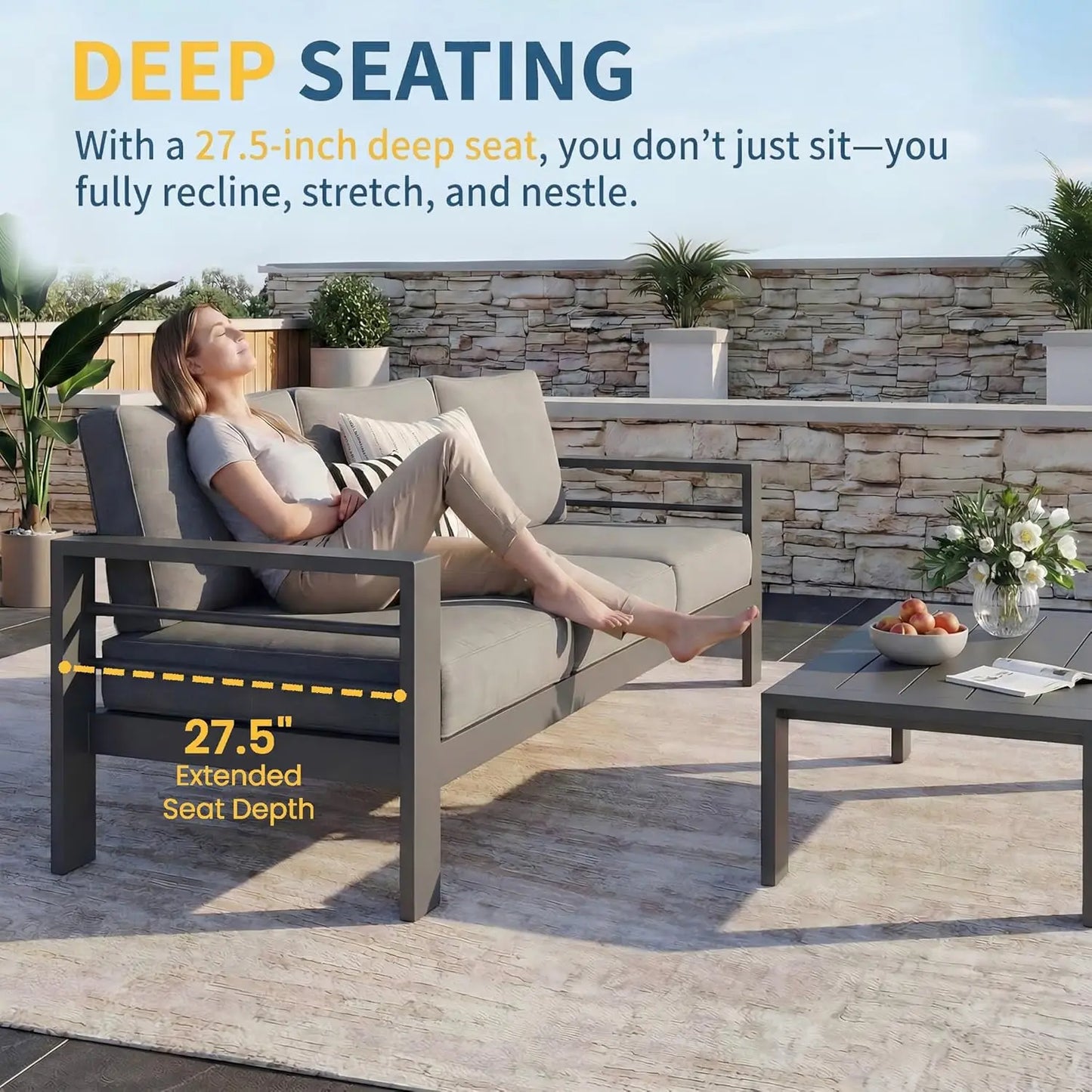 Aluminum Patio Furniture Set, Oversized with Deep Seating and Customized