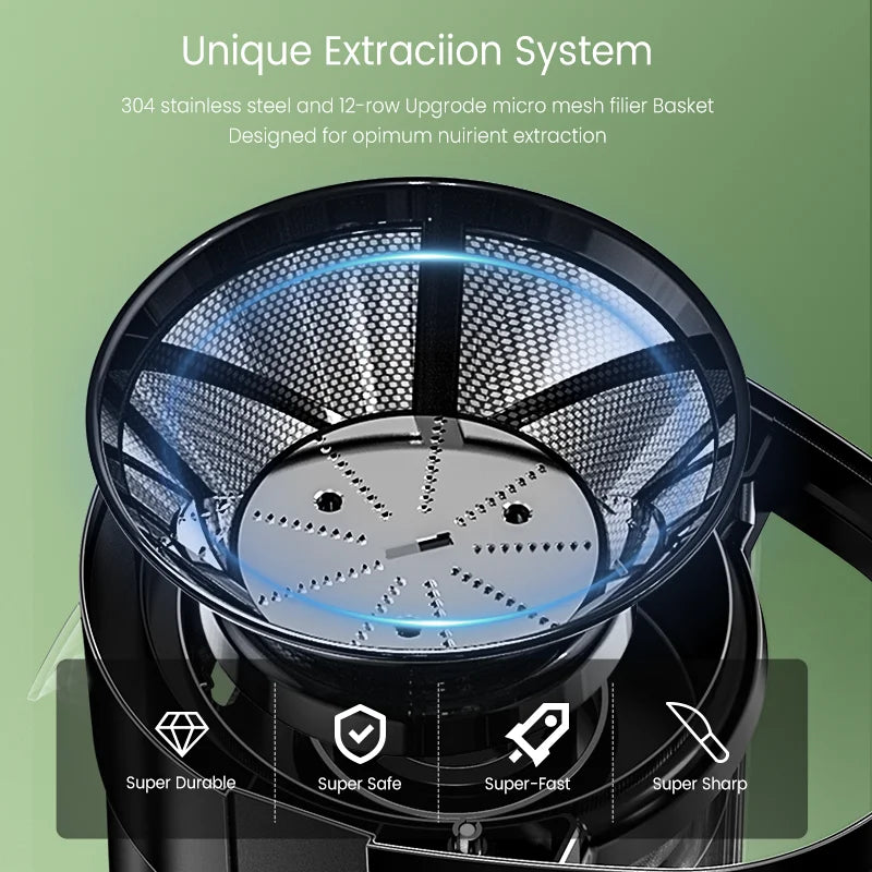 Compact Fruit Juicer, Multiple Safety Features, Centrifugal Extractor Speed, Adjustable
