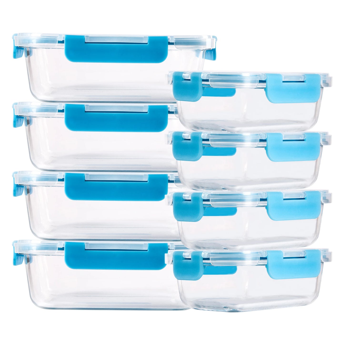 8-Piece Glass Food Storage Containers Set, Microwave & Oven Safe