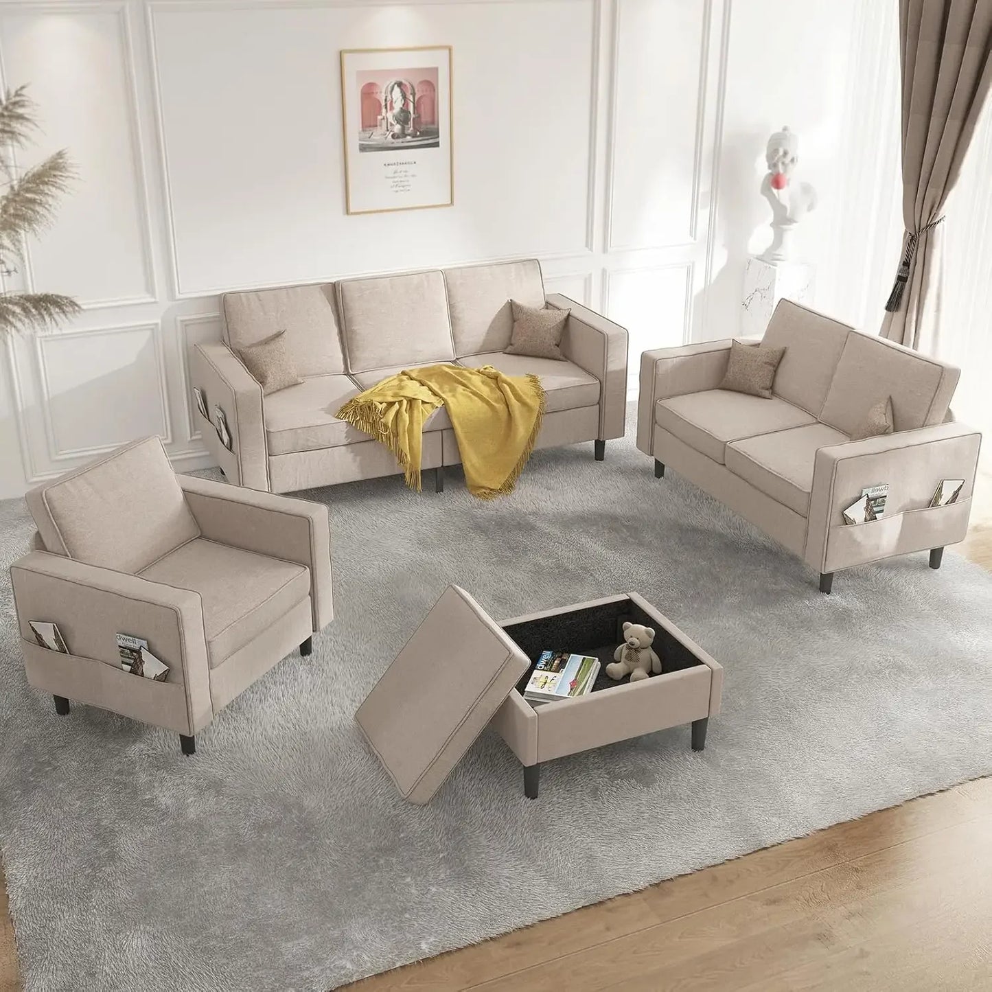Sectional L Shaped Sofa Couches Living Room Sets