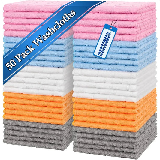 50 Pack Wash Cloths Soft Lint Free Quick Dry Absorbent