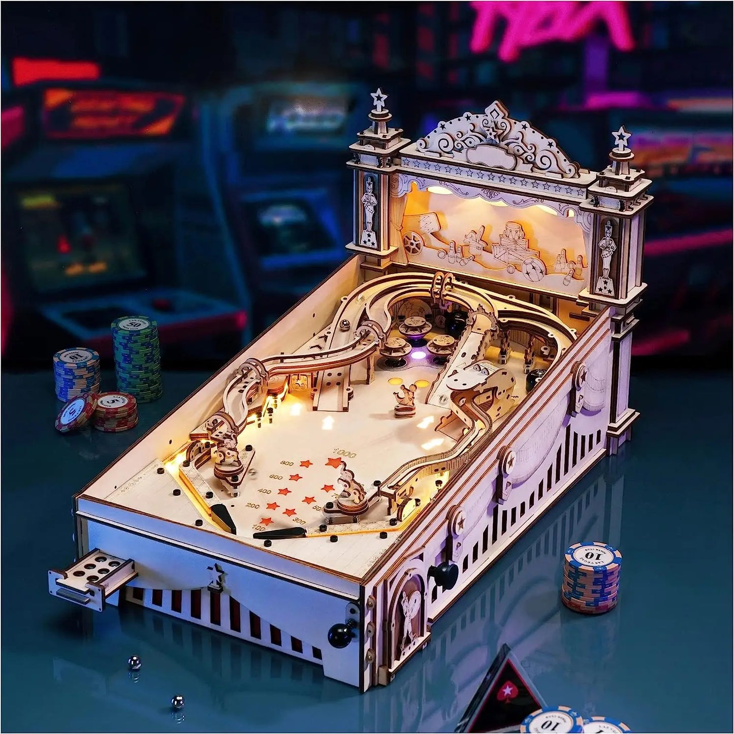 3D Pinball Machine 3D Wooden Puzzle for Adults