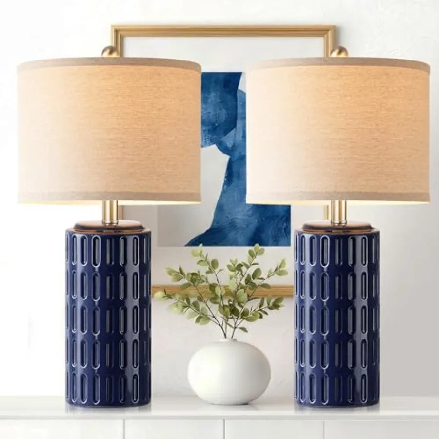 Ceramic, Set of 2, Rustic Farmhouse Bedside Lamps  for Bedroom