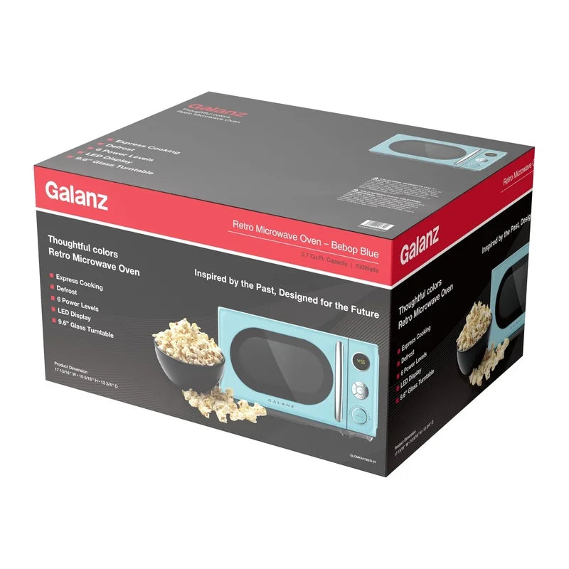 Retro Countertop Microwave Oven, Defrost, Turntable, Lock, Digital Display Timer