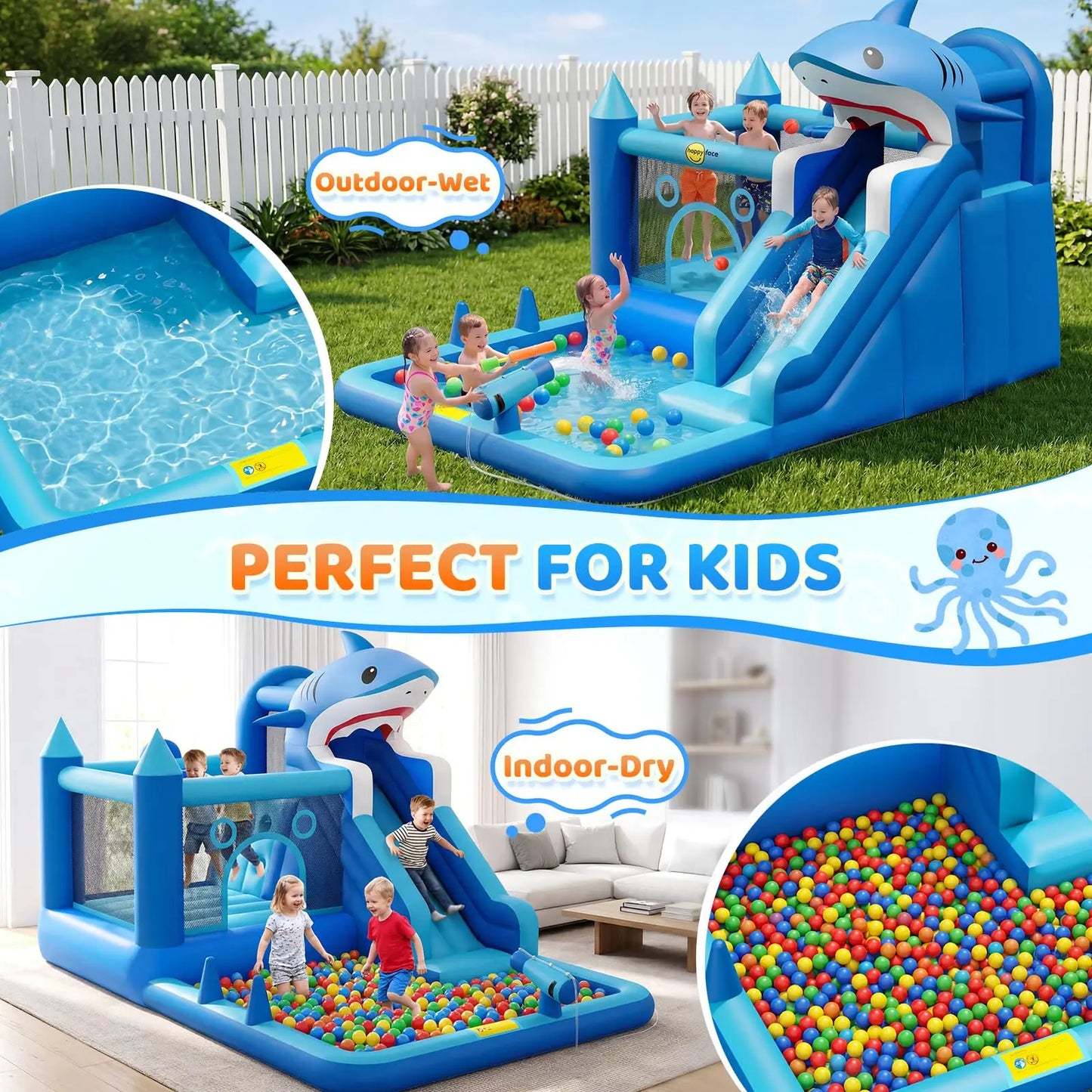 Bounce House With Slide & Blower, Splash Pool, Climbing Wall