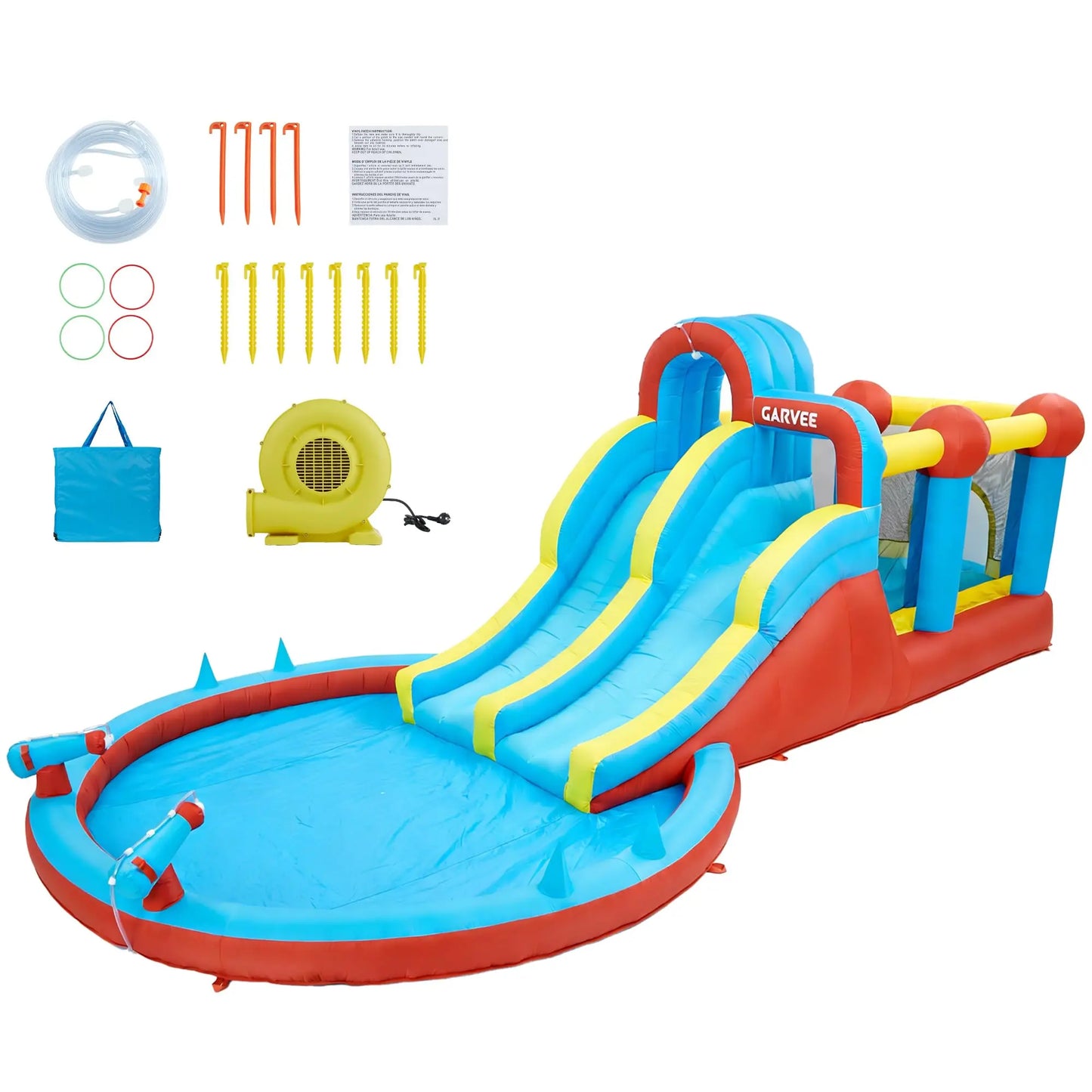 Inflatable Water Park Bounce House With Double Slides & Pool