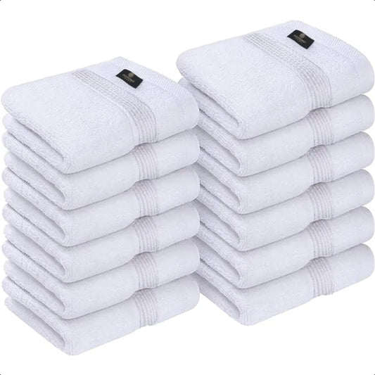 Cotton Washcloths  12 Pack White Highly Absorbent and Soft