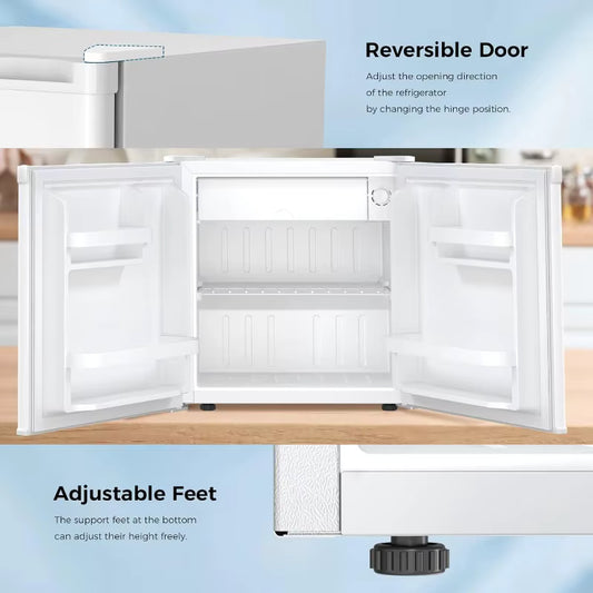 Mini Fridge Compact Refrigerator with Freezer, Single Reversible Door