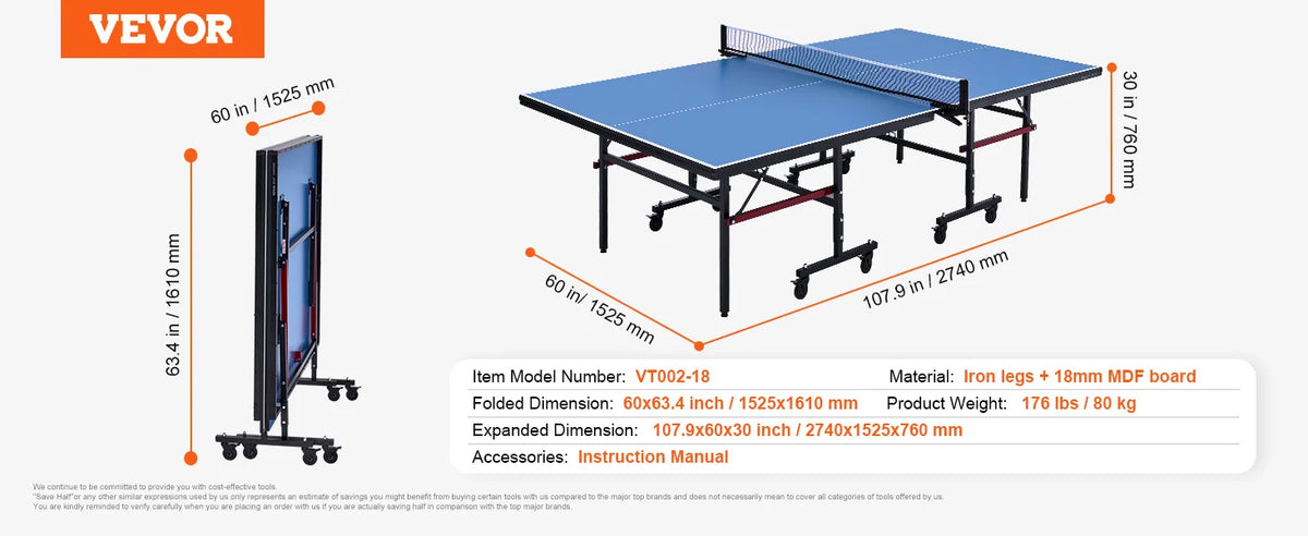 Professional Table Tennis Game Foldable Ping Pong Table with Net