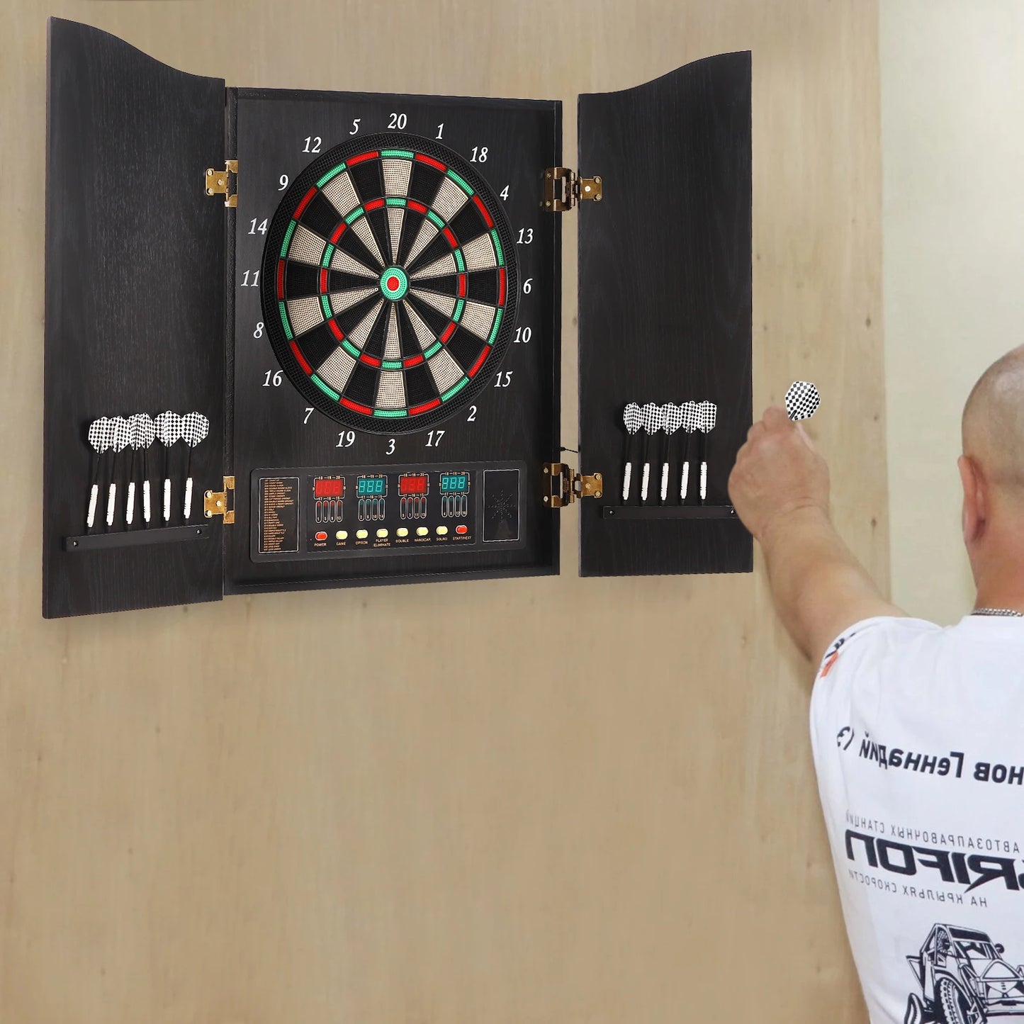 Electronic Dart Board Set with 4 LED Displays 12 Darts