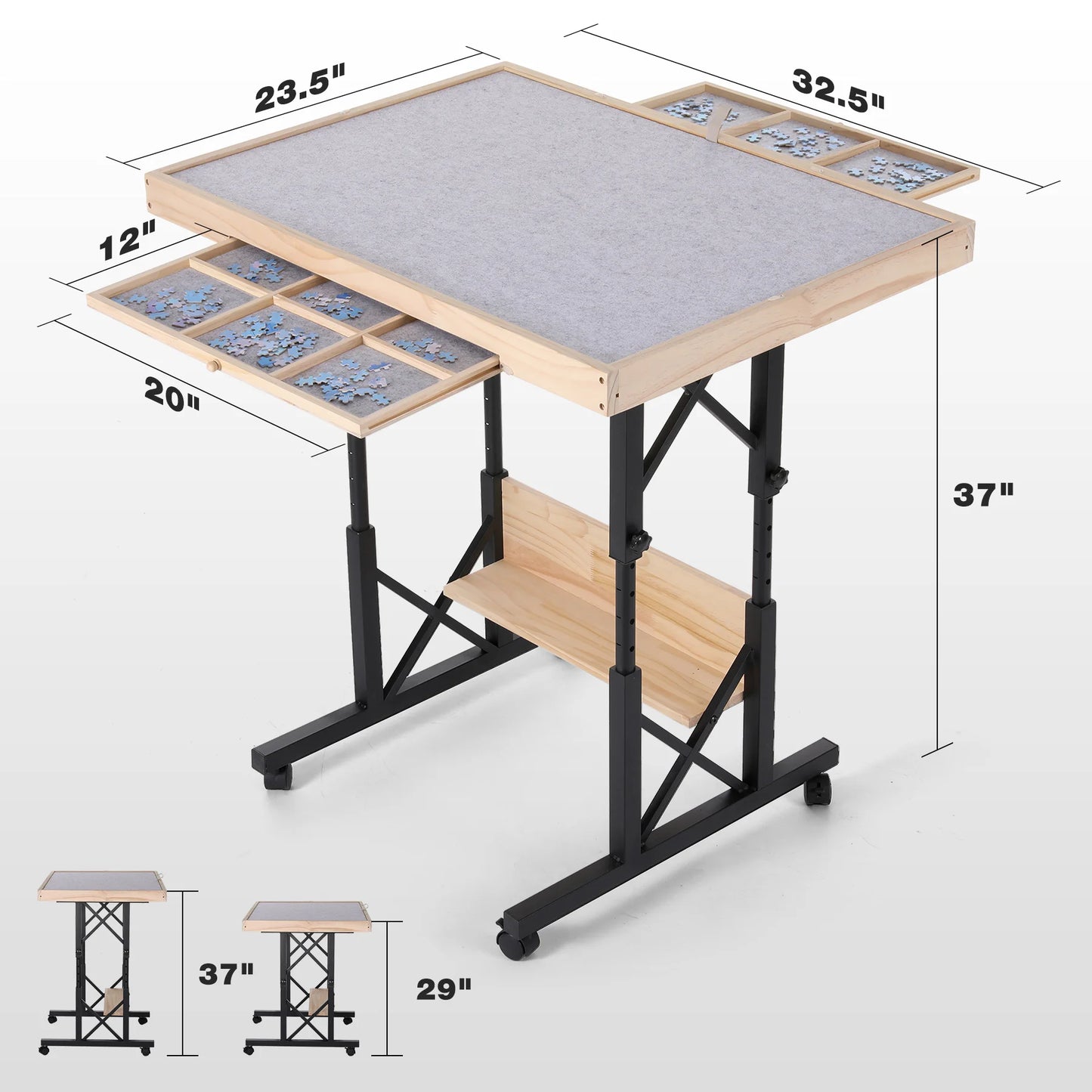 Jigsaw Puzzle Table  with 6 Drawers on 4 Wheels