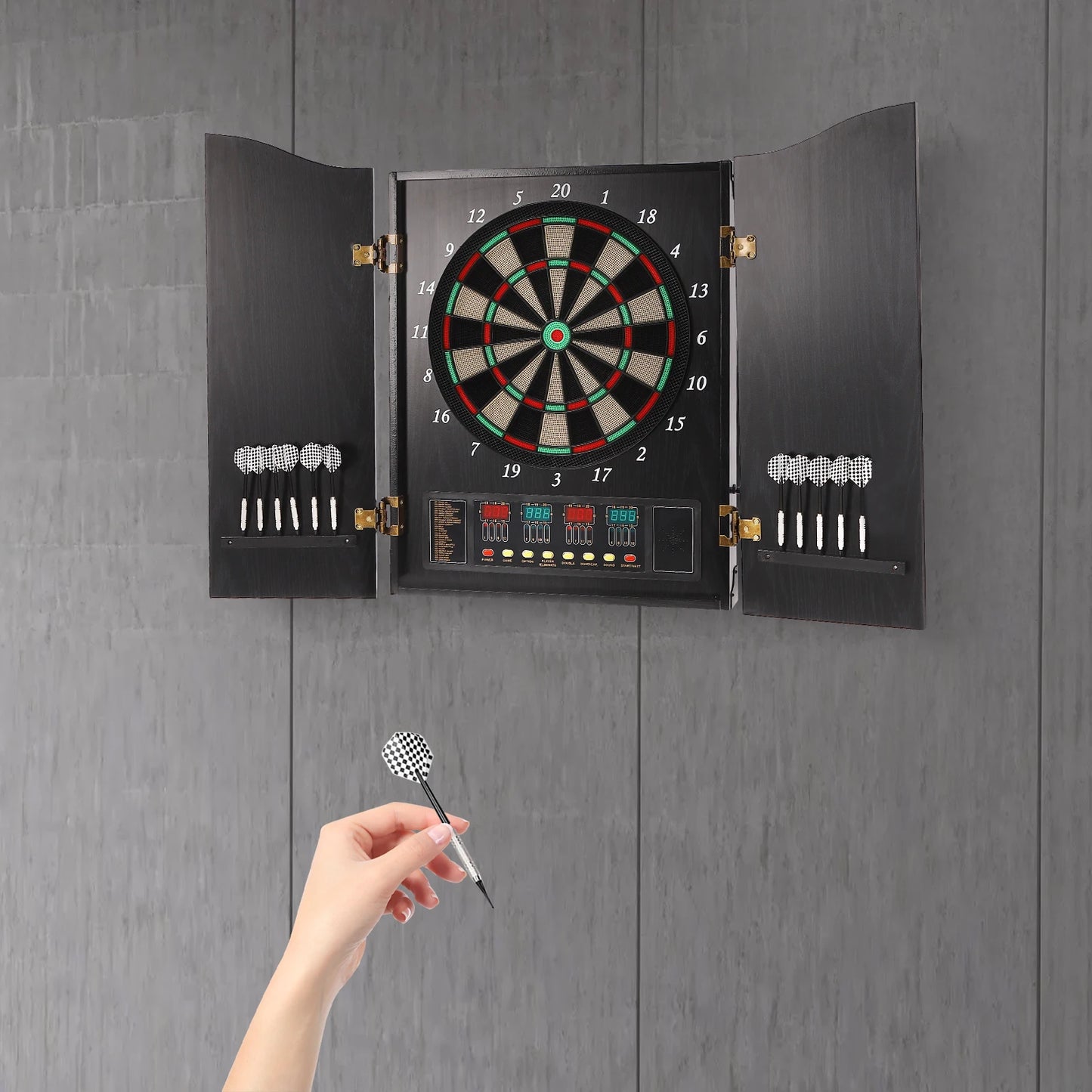 Electronic Dart Board Set with 4 LED Displays 12 Darts