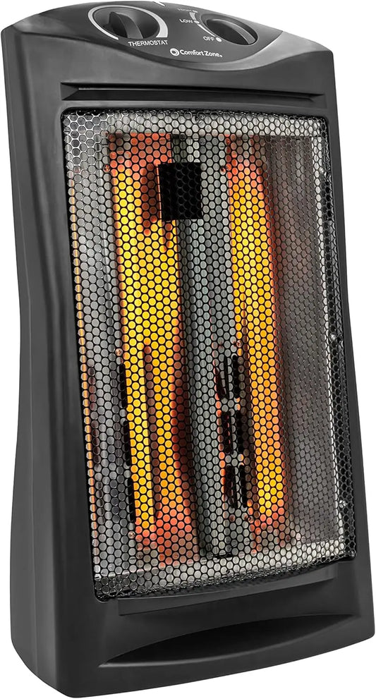 Portable Electric Heater with Adjustable Thermostat, I2 Heat Settings, Black