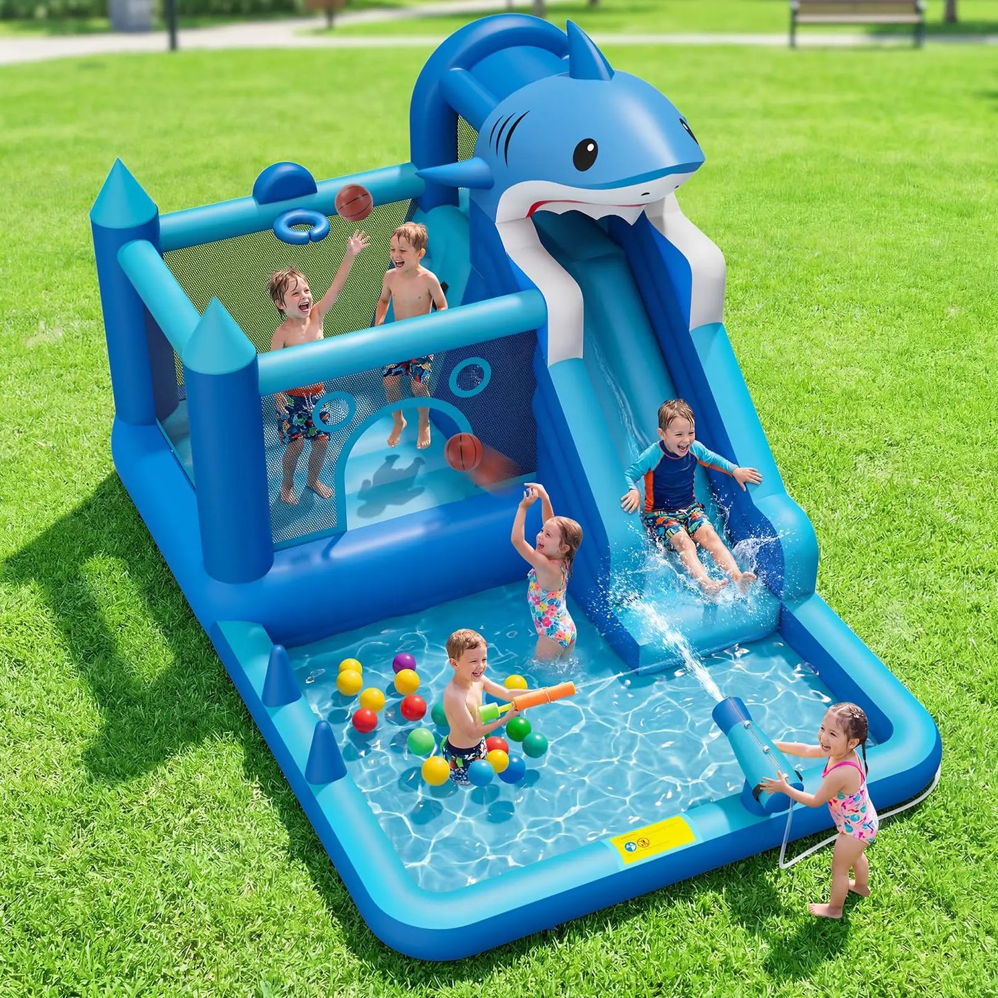 Bounce House With Slide & Blower, Splash Pool, Climbing Wall
