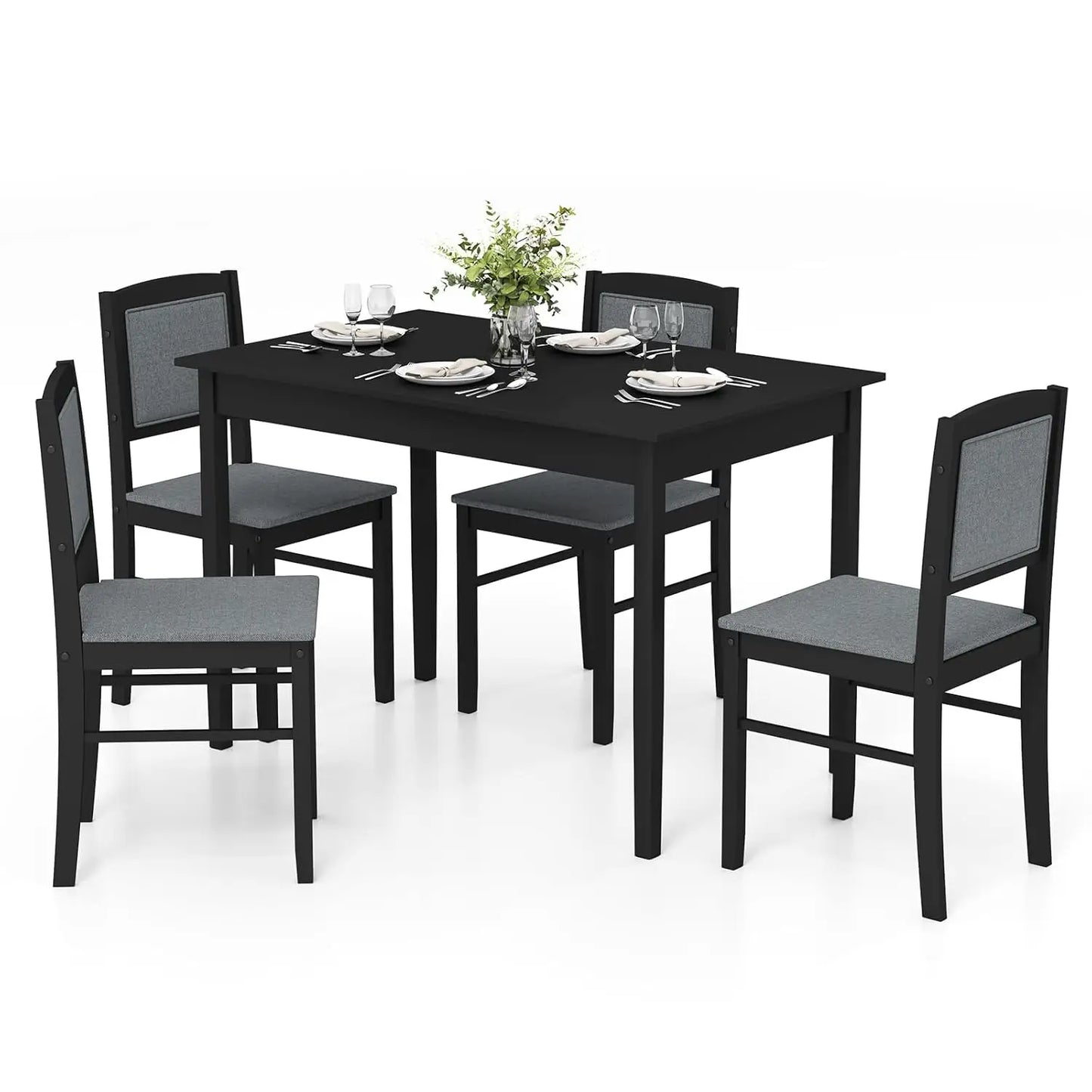 Farmhouse Solid Wood Dinette Set w/ Upholstered Seat & Padded Backrest