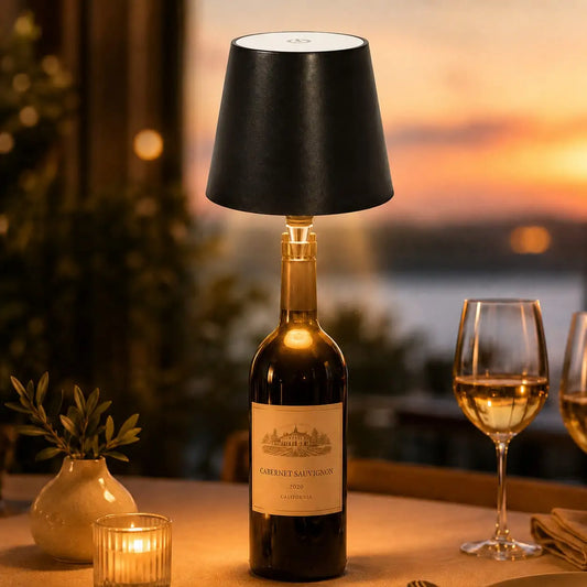 Rechargeable Wireless LED Wine Bottle Lamp Touch Dimming Cordless Lampshade