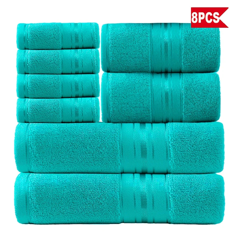8 Piece Luxury Towel Set –  Plush, Super Absorbent   100%  Cotton