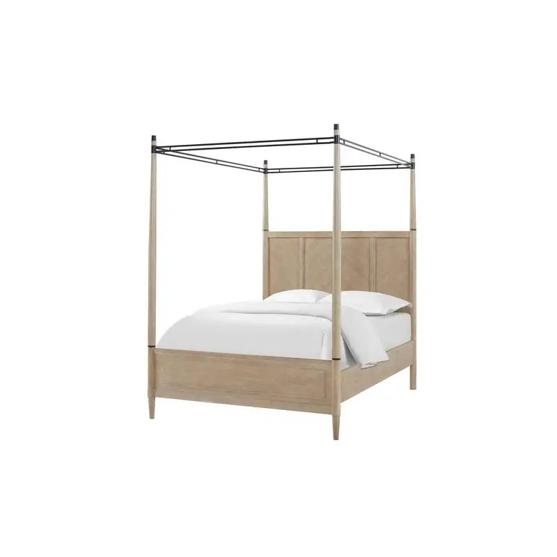 Queen Canopy Bed Set with Nightstand, Dresser with Poster Mirror
