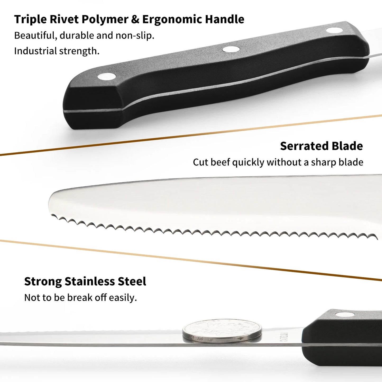 12 Pieces 4.5 Inch Steak Knives Set,  Dishwasher Safe