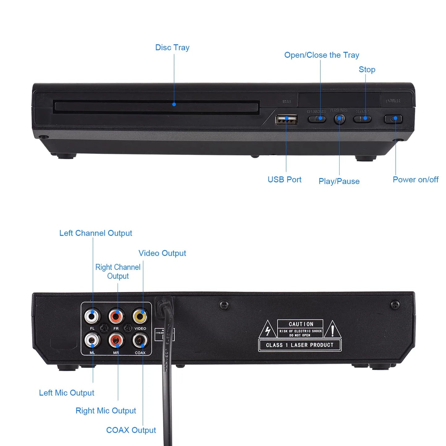DVD CD Disc Player Digital Multimedia with Remote Control