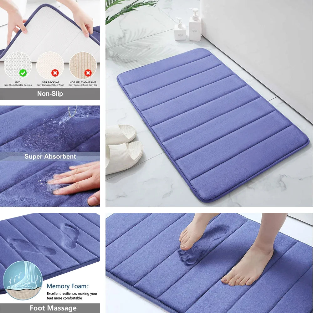 Super Absorbent Bath Mat Memory Foam Carpet, Non-slip Rugs