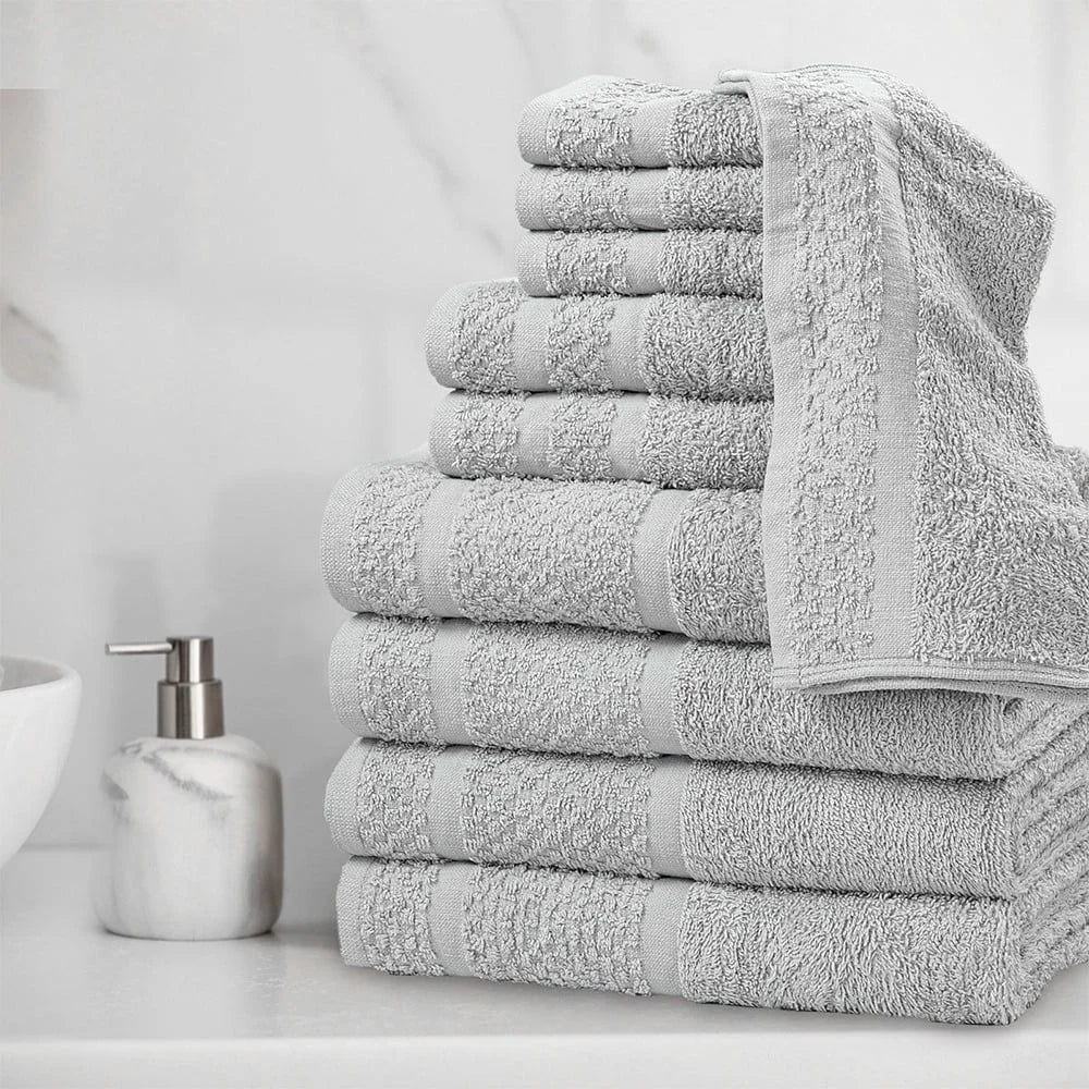 10 Piece Cotton Towel Set Soft Absorbent Quick Dry Durable