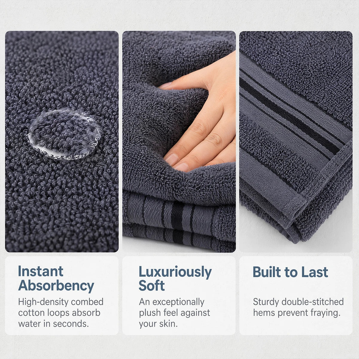 8 Piece Luxury Towel Set –  Plush, Super Absorbent   100%  Cotton